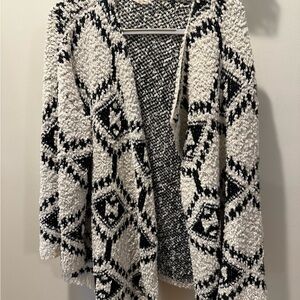 POL Black and White Textured Cardigan